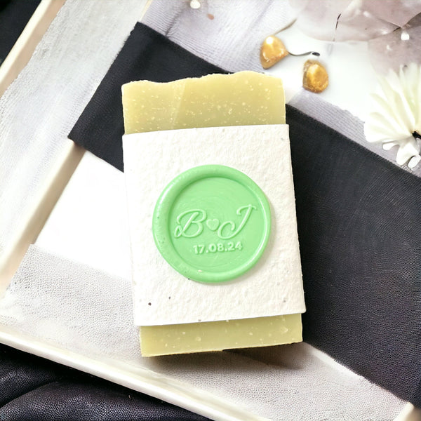 150 Mini Soap Bars with Plantable Labels & Custom Wax Seal