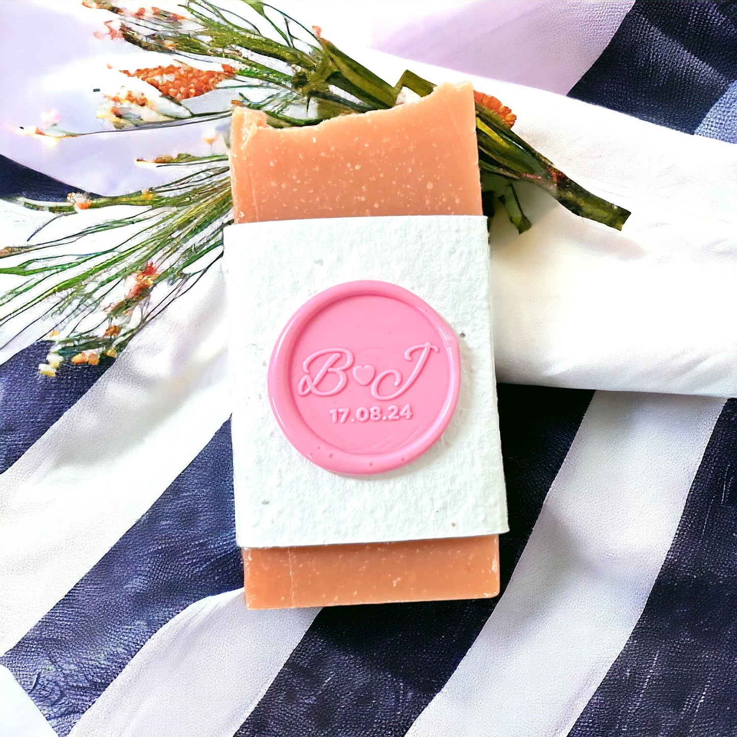 300 Mini Soap Bars with Plantable Labels & Custom Wax Seal